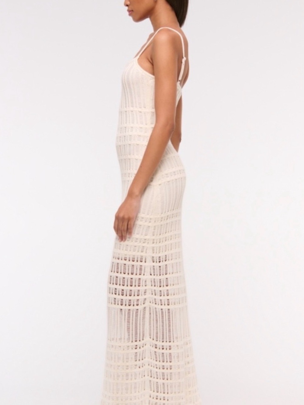 Abercrombie & Fitch White Crochet Maxi Dress with Spaghetti Straps - Picture 7 of 8